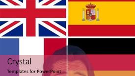  Presentation with language - Audience pleasing slides consisting of main language flags and foreground backdrop and a red colored foreground