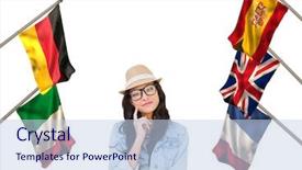  Presentation with language - Beautiful slide deck featuring main language flags around young backdrop and a sky blue colored foreground