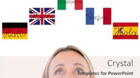  Presentation with language - Theme enhanced with main language flags around a foreground of a young woman background and a lemonade colored foreground