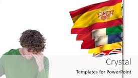  Presentation with language - Amazing presentation having main language flags near young man backdrop and a white colored foreground
