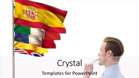  Presentation with language - Colorful presentation enhanced with main language flags near young backdrop and a sky blue colored foreground