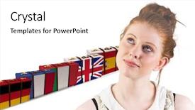  Presentation with experience - Theme enhanced with main language flags suitcases behind background and a white colored foreground