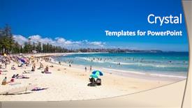  Presentation with manly - Beautiful PPT theme featuring main manly beach in sydney backdrop and a gray colored foreground