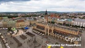  Presentation with poland - Cool new presentation theme with main market square in krakow poland birds flight view backdrop and a tawny brown colored foreground