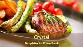  Presentation with food bbq - Beautiful PPT theme featuring main meal - grilled beef steak meat backdrop and a tawny brown colored foreground