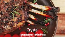  Presentation with ribs - PPT theme consisting of main meal - grilled meat ribs ready background and a  colored foreground