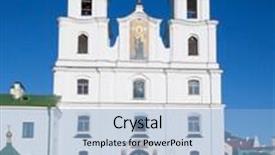  Presentation with holy spirit - Cool new theme with main orthodox church of belarus - cathedral of holy spirit in minsk backdrop and a light blue colored foreground