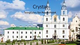  Presentation with holy spirit - Cool new slide set with main orthodox church of belarus - cathedral of holy spirit in minsk backdrop and a light blue colored foreground