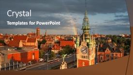  Presentation with railway - Slide set with main-railway-station-in-gdansk background and a gray colored foreground