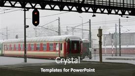  Presentation with railway - Cool new presentation with main railway station in wroclaw poland backdrop and a dark gray colored foreground