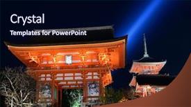 Presentation with main engine - Slides having main riomon gate at kiyomizu background and a navy blue colored foreground
