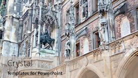  Presentation with city church - Beautiful slide set featuring main-square-of-the-munich backdrop and a coral colored foreground