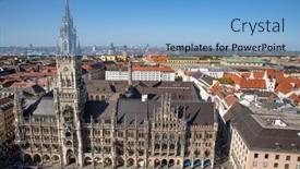  Presentation with city church - Presentation design with main-square-of-the-munich background and a light blue colored foreground