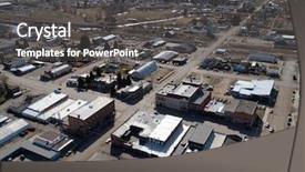  Presentation with states - Presentation design having main street - aerial of a small farm background and a dark gray colored foreground