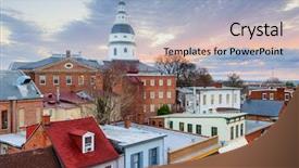  Presentation with maryland - PPT theme with main street - annapolis maryland usa skyline background and a light blue colored foreground