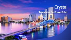  Presentation with florida - Audience pleasing presentation theme consisting of main street - jacksonville florida usa skyline backdrop and a royal blue colored foreground