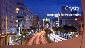  Presentation with expressway - Presentation theme with main street - naha okinawa japan expressway background and a ocean colored foreground