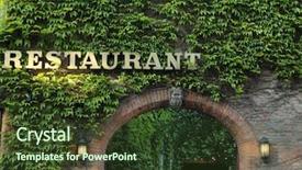  Presentation with romantic - Slide deck featuring main street - romantic entrance to old restaurant background and a tawny brown colored foreground