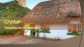  Presentation with irish - Cool new presentation theme with main street - traditional irish cottage house backdrop and a tawny brown colored foreground
