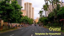  Presentation with waikiki - Amazing PPT theme having main street in waikiki hawaii backdrop and a tawny brown colored foreground