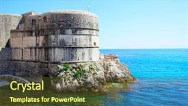 Presentation with dubrovnik - PPT layouts featuring main tower of the fortress background and a  colored foreground