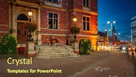  Presentation with town hall - Slide deck consisting of main-town-of-gdansk background and a tawny brown colored foreground