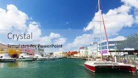  Presentation with canal - PPT theme having main-water-canal-with-ships background and a light blue colored foreground