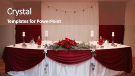  Presentation with wedding - Theme having main wedding table with beautiful background and a coral colored foreground