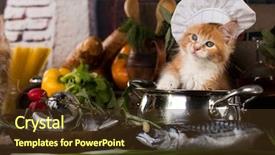  Presentation with hello kitty cute little kitten - Colorful PPT theme enhanced with maine coon kitten and fish backdrop and a tawny brown colored foreground