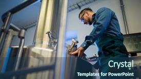  Presentation with brewery - Theme consisting of maintain food - attentive maintenance worker working background and a  colored foreground