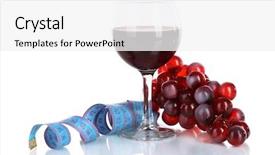  Presentation with analoge tape symphony - Slide deck with maintain food - glass of wine and measuring background and a white colored foreground