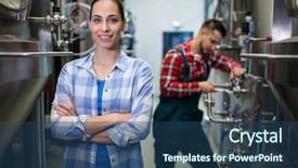  Presentation with maintenance - Slides enhanced with maintain food - portrait of female maintenance worker background and a ocean colored foreground
