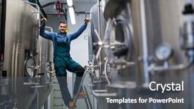  Presentation with brewery - Cool new PPT layouts with maintain food - portrait of happy maintenance worker backdrop and a dark gray colored foreground