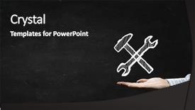  Presentation with hand tools - Amazing PPT layouts having website maintainence - businessman's hand holding tools backdrop and a  colored foreground