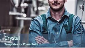  Presentation with brewery - Colorful presentation design enhanced with portrait of confident maintained worker backdrop and a ocean colored foreground