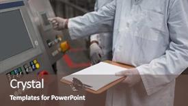  Presentation with factory machine - Beautiful slides featuring machine in drinks production plant backdrop and a tawny brown colored foreground