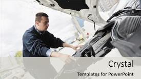 Presentation with car service - Presentation theme having repair fix and maintanance background and a light gray colored foreground
