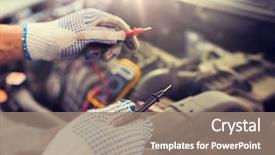  Presentation with mechanic car service repair maintenance - PPT theme consisting of maintenance and people concept - auto background and a coral colored foreground