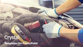  Presentation with mechanic car service repair maintenance - Colorful slide set enhanced with maintenance and people concept - auto backdrop and a dark gray colored foreground