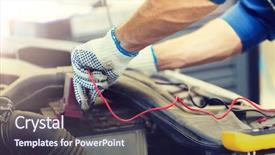  Presentation with mechanic car service repair maintenance - Presentation theme with maintenance and people concept - auto background and a wine colored foreground