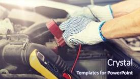  Presentation with mechanic car service repair maintenance - Colorful presentation design enhanced with maintenance and people concept - auto backdrop and a wine colored foreground