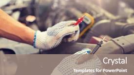  Presentation with digital car - Presentation theme enhanced with maintenance and people concept - auto background and a coral colored foreground