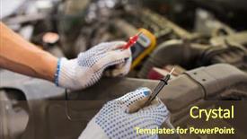 Presentation with mechanic car service repair maintenance - PPT theme enhanced with maintenance and people concept - auto background and a  colored foreground