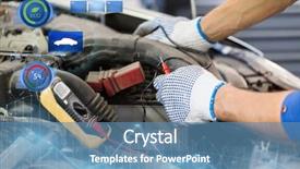  Presentation with mechanic car service repair maintenance - Colorful slide deck enhanced with maintenance and people concept - auto backdrop and a  colored foreground