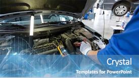  Presentation with mechanic car service repair maintenance - Colorful presentation theme enhanced with maintenance and people concept - auto backdrop and a  colored foreground