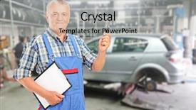  Presentation with mechanic shop - Beautiful slides featuring maintenance at auto repair shop backdrop and a light gray colored foreground