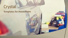  Presentation with auto repair - Beautiful presentation theme featuring maintenance concept - car on lift backdrop and a  colored foreground