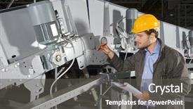  Presentation with industrial engineer - Beautiful PPT layouts featuring maintenance engineer checking the status backdrop and a dark gray colored foreground