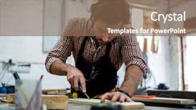  Presentation with maintenance - Beautiful presentation featuring maintenance planning - carpenter working on his craft backdrop and a violet colored foreground