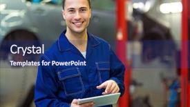  Presentation with maintenance reliability - Presentation theme consisting of maintenance reliability - car mechanic in workshop background and a  colored foreground